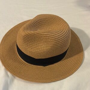 Stylish Tan Fedora Hat with Black Band